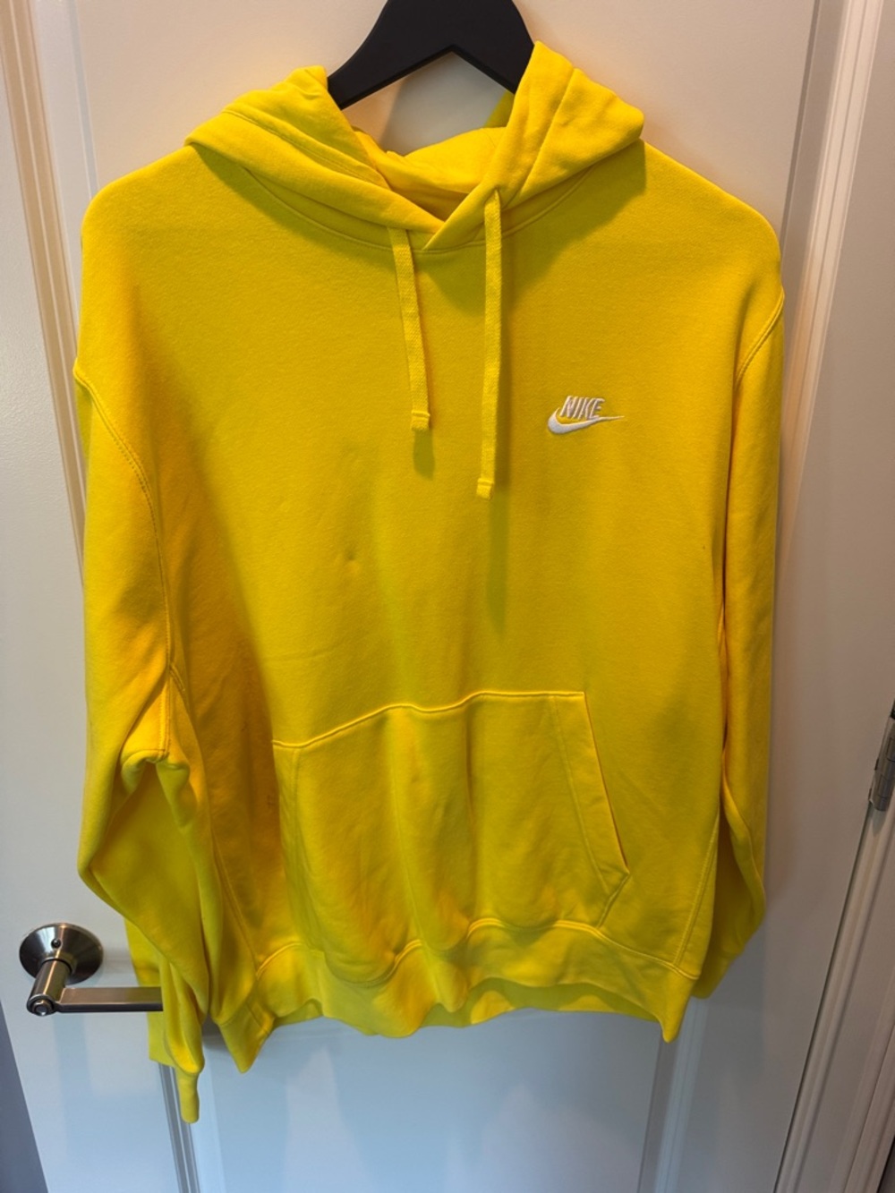 Nike Club Fleece  Yellow Hoodie with White Swoosh